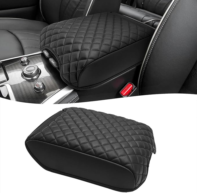 KBH Center Console Cover for 2013-2020 Infiniti QX60 & JX35, Nissan Pathfinder Accessories, Vinyl Leather Trim, Armrest Full Protector Arm Rest Cushion Pad, Anti-Scratch, Black