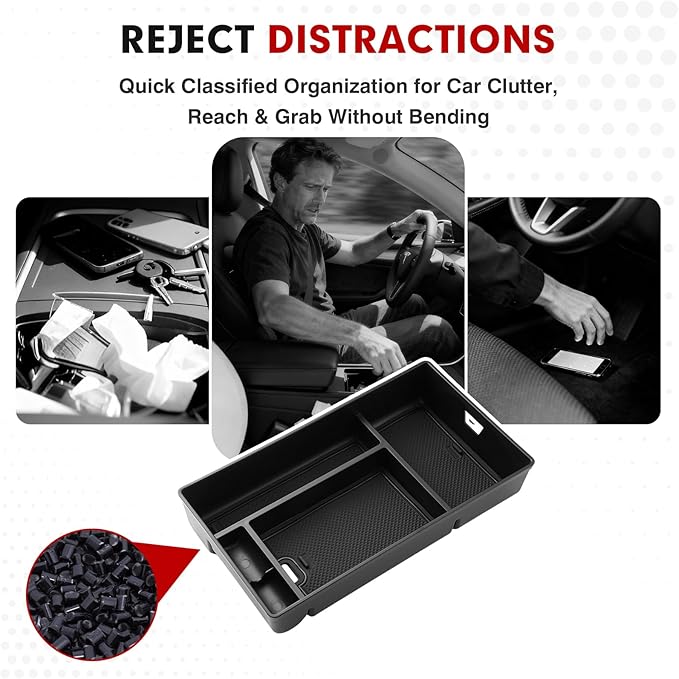 Autorder Center Console Organizer for 2022 2023 2024 2025 Lexus NX NX 250/NX 350/NX 350h 450h+ Accessories Armrest Storage Box Secondary Insert Tray with Anti-Slip Mat