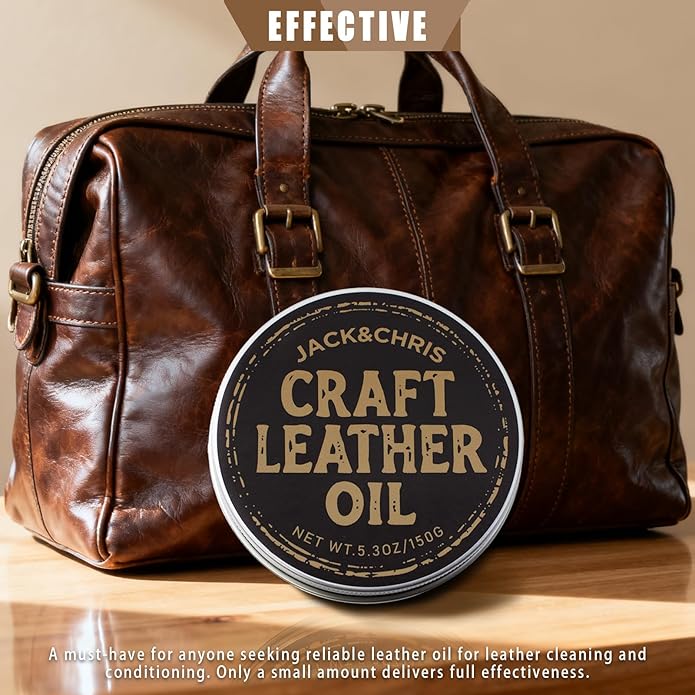 Jack&Chris Leather Cleaner and Conditioner, Mink Oil with Brush & Glove, Soften & Protect Leather for Car Seat, Couch, Shoes