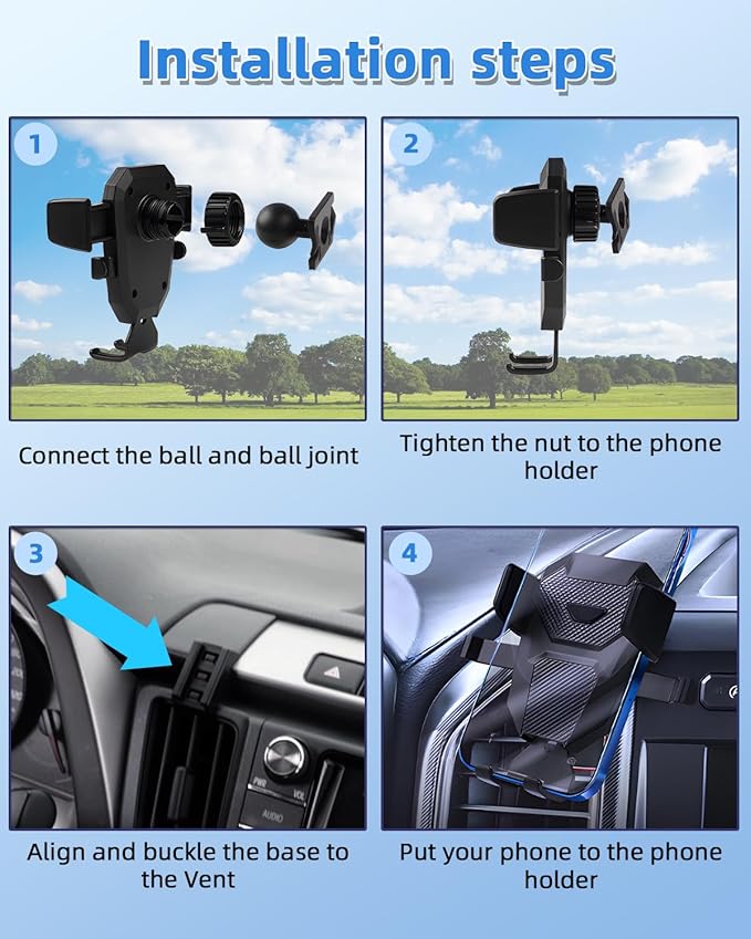 PZK Car Phone Mount for Toyota RAV4 2013-2015 2016 2017 2018 Accessories Custom Air Vent Phone Holder Auto Lock Phone Holder Hands Free 360° Rotation Cell Phone Automobile Cradles