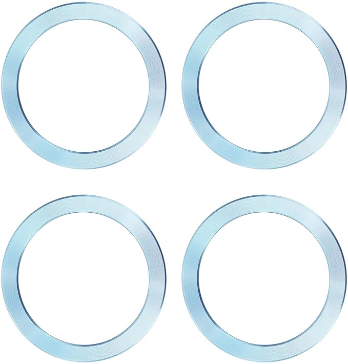 PATIKIL Universal CD Stripe Magnetic Adapter Ring, 4 Pcs Ultra-Thin Sticker Ring Adhesive Nickel-Iron Alloy for Phone Cases Holder Wireless Charging Car Mount Kit, Light Blue