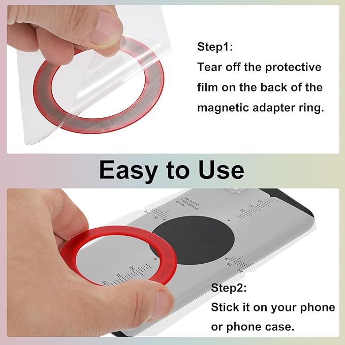 uxcell Magnetic Adapter Ring, 2Pcs Magnetic Sticker Ring ABS Universal Magnet Wireless Charging Conversion Kit for Mobile Phone Case Wireless Charger, Red