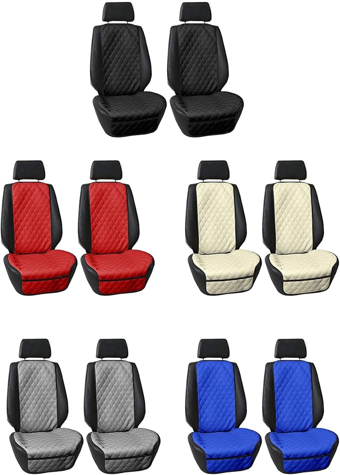 FH Group Car Seat Cushion – Faux Leather Single Front Seat Cover with Front Pockets, Airbag Compatible, Universal Fit Car Seat Cushion for Driver or Passenger Seat, SUV, Truck, Sedan & Van – Gray