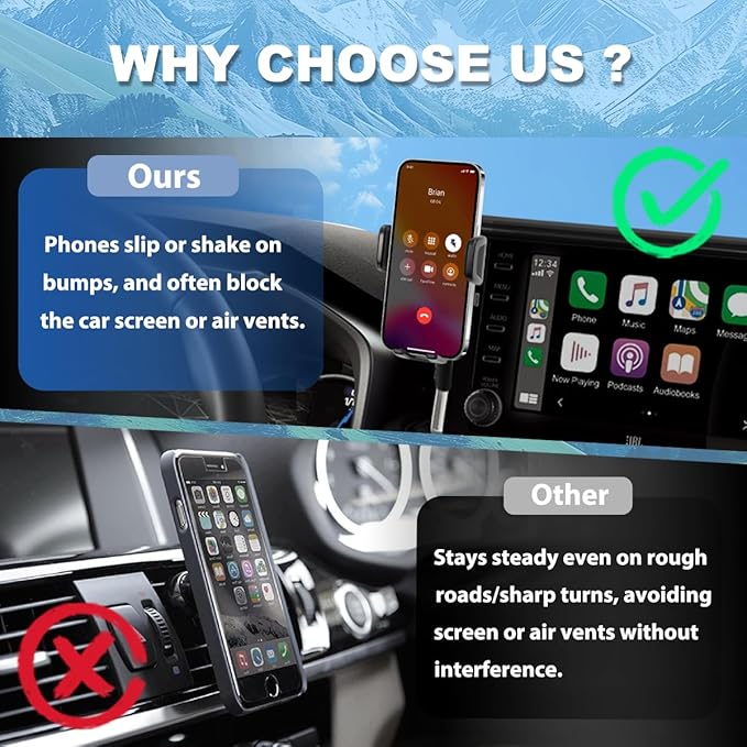 Car Phone Holder Fit for 2019-2025 Toyota RAV4 Accessories Phone Mount 7/8-inch Screen Fixed Clip, Cell Phone Automobile Cradles Hands-Free 360 Degree Rotation Not Affect Air Vent