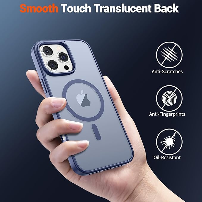 SUPFINE Magnetic for iPhone 16 Pro Max Case (Compatible with MagSafe) (Military Grade Drop Protection) Translucent Matte Shockproof Phone Cover,Lavender Gray