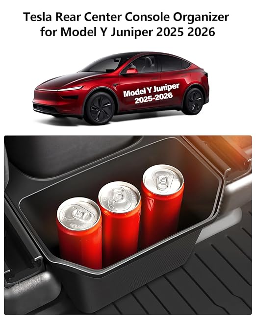 for Tesla Trash Can Model Y Refreshed Juniper Accessories 2020-2026 Rear Center Console Organizer Car Trash Can with Lid Model Y Backseat Storage TPE Under Seat Garbage Can 2nd Row Bin