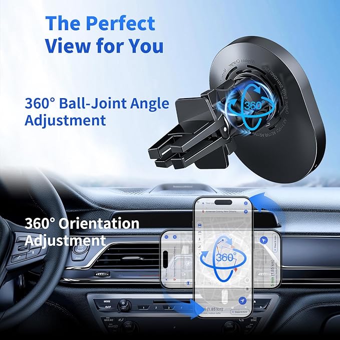 AOUXSEEM for MagSafe Car Charger Mount,15W Fast Charging,20xN55 Magnets,Car Phone Holder Wireless Car Charger Magnetic Phone Holder for iPhone 17/16/15/14/13/12/Pro/Plus/Max Samsung Galaxy S Series