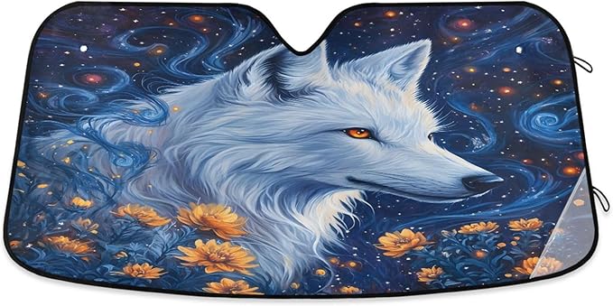 xigua Wolf Car Windshield Sunshade Foldable Front Window Sun Visor Protector for Car,SUV,Truck - Keep Vehicle Cool,55 x 27.6 Inch