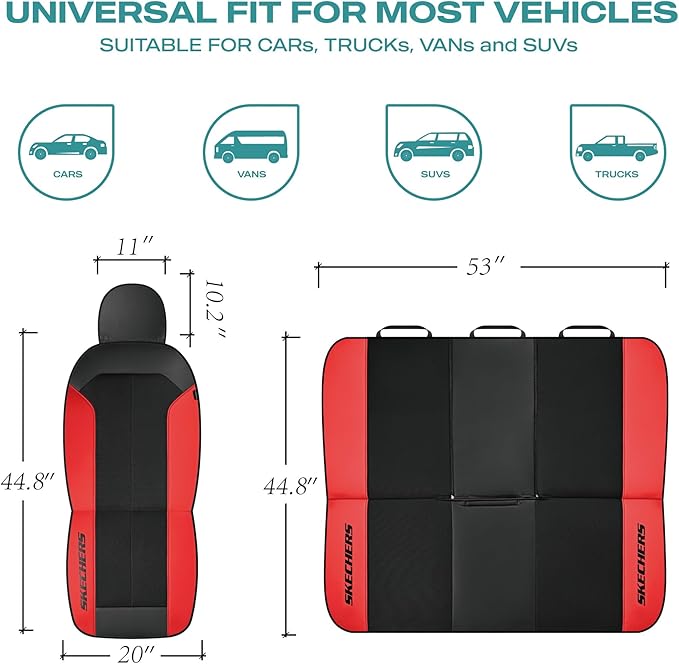 Skechers Car Seat Covers,GOGA Mat Oxford Cloth Seat Covers,Waterproof Car Seat Covers Front Seats,Automotive Universal Fit Seat Cover for Most Cars, Suvs, Trucks,Red