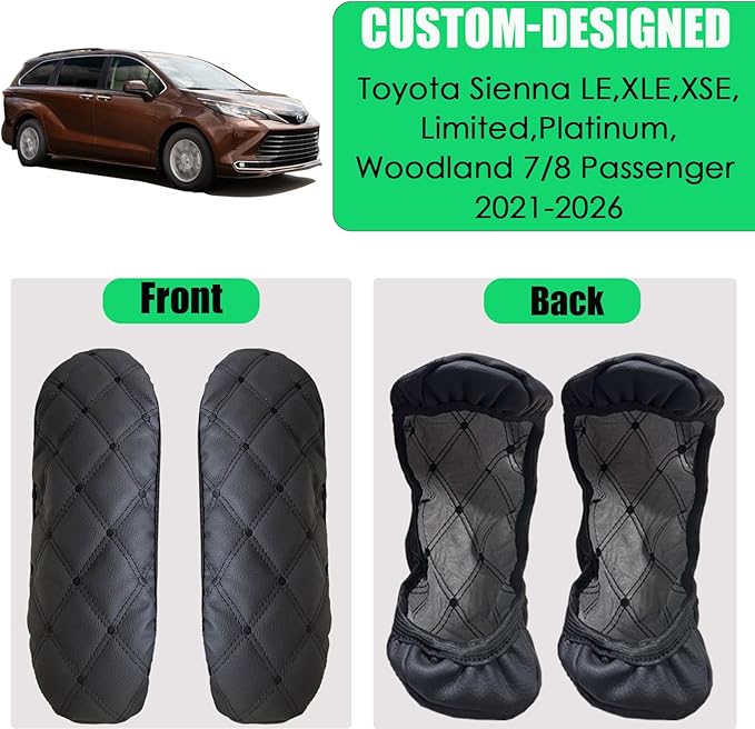 Armrest Cover for Toyota Sienna 2021 2022 2023 2024 2025 2026 Leather Center Console Side Covers [Not for Cool Box], Scratch-Resistant & Stylish for Toyota Sienna Interior Accessories