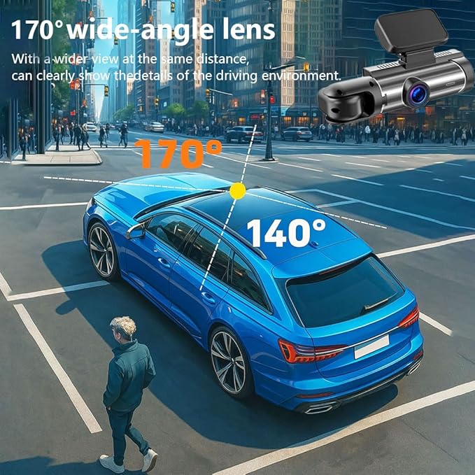 64GB Dash Cam Front and Rear for Cars with Night Vision, 1080P Dual Lens Dash Camera Inside and Outside, 24H Parking Monitor, Motion Detection, Loop Recording, Car Camera with Audio