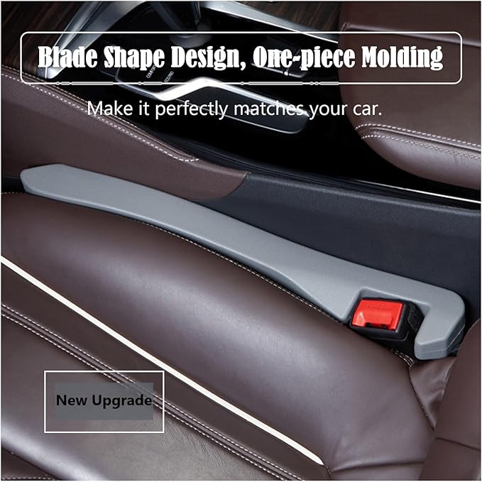 Car Seat Gap Filler 2 Pack, Universal Organizer for Car SUV Truck to Fill The Space Between Seat and Console, Car Seat Blocker and Catcher Prevent Things from Dropping, Easy to Install (Grey)