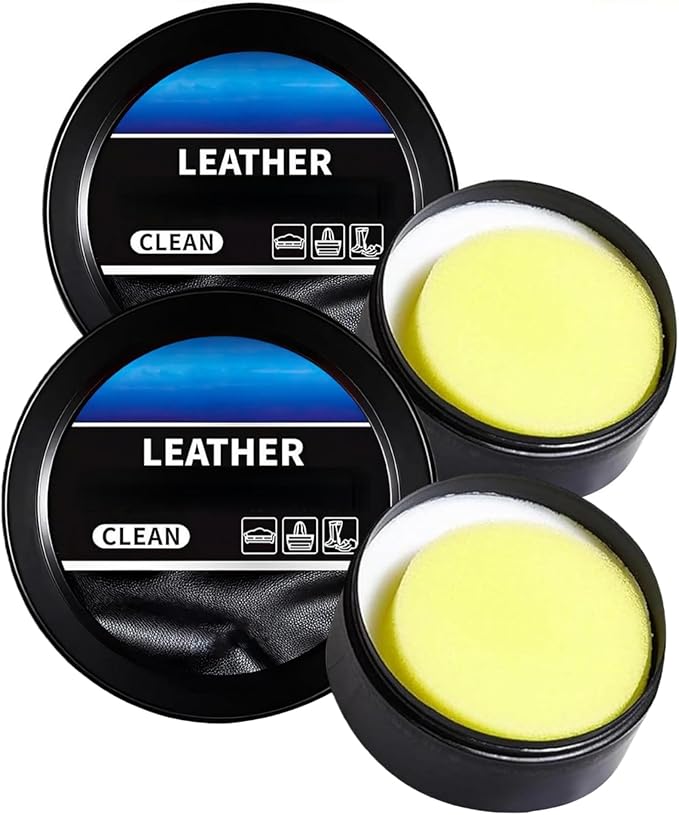 Leather Balm for Cars, Leather Cleaner and Conditioner for Car Interior, Multifunctional Cleaning and Care Cream & Cleaning Paste, Deep Cleaner & Leather Repair Kit for Furniture, Shoes, Bags(2PC)