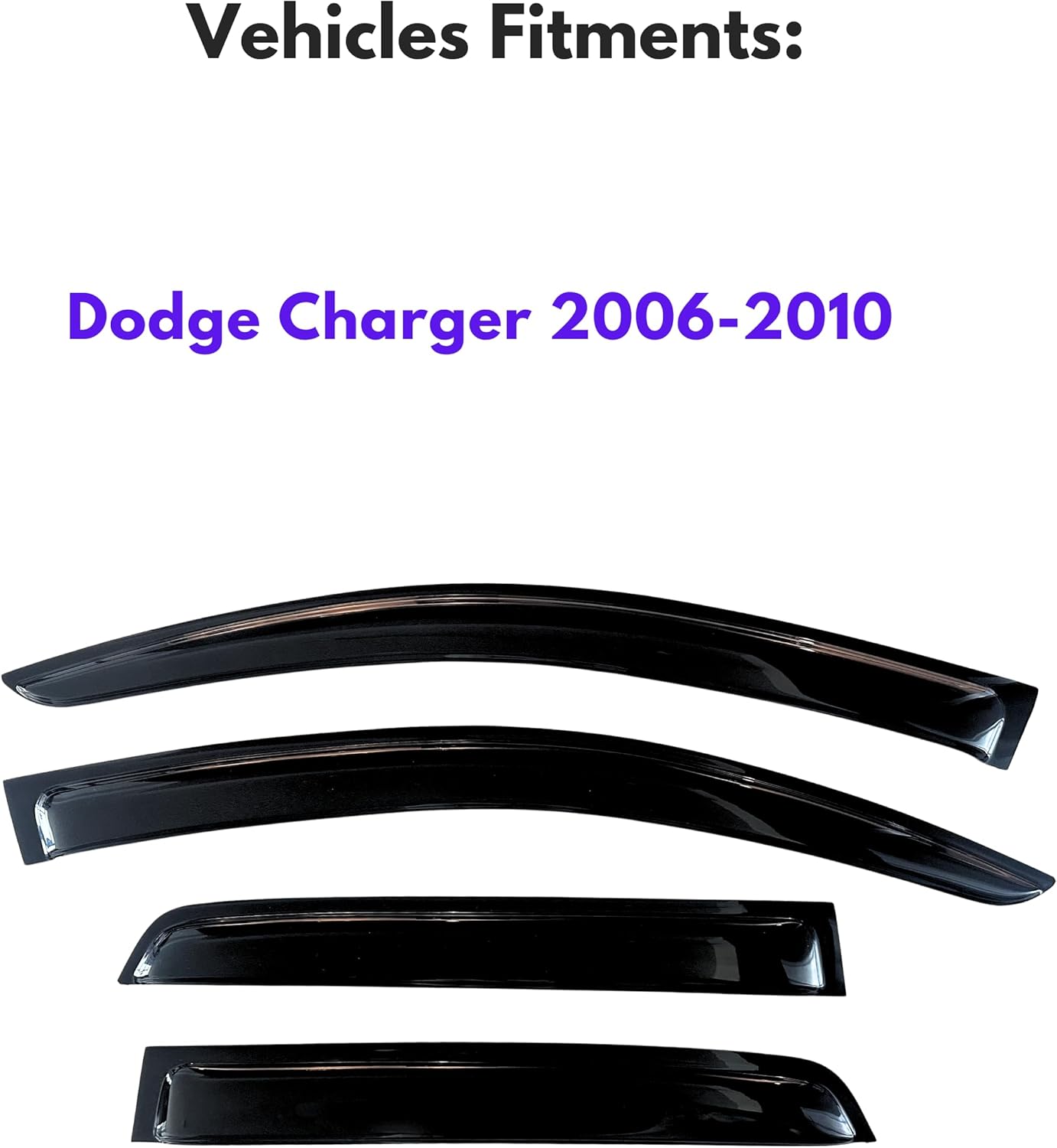 KPY Window Visors Compatible with Dodge Charger 2006-2010, 4PC Rain Guard Side Vent Deflectors Tape-On Style, 2006 2007 2008 2009 2010