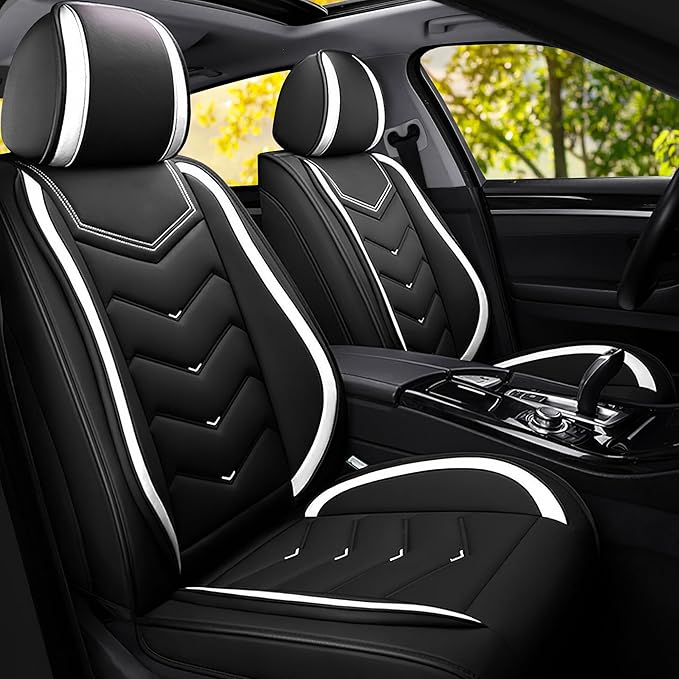 Car Seat Covers Fit for Infiniti g37 2000-2026, Stylish Sport Seat Covers, Waterproof Wear-Resistant Premium Nappa Leather Car Seat Cover.(2 Pcs Front/Black White)