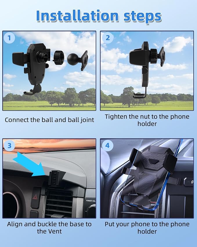 PZK Car Phone Mount for Toyota Tundra 2007 2008-2011 2012 2013 /Sequoia 2008-2011 2012 2013 Accessories Custom Air Vent Phone Holder Auto Lock Hands Free 360° Rotation Phone Automobile Cradles