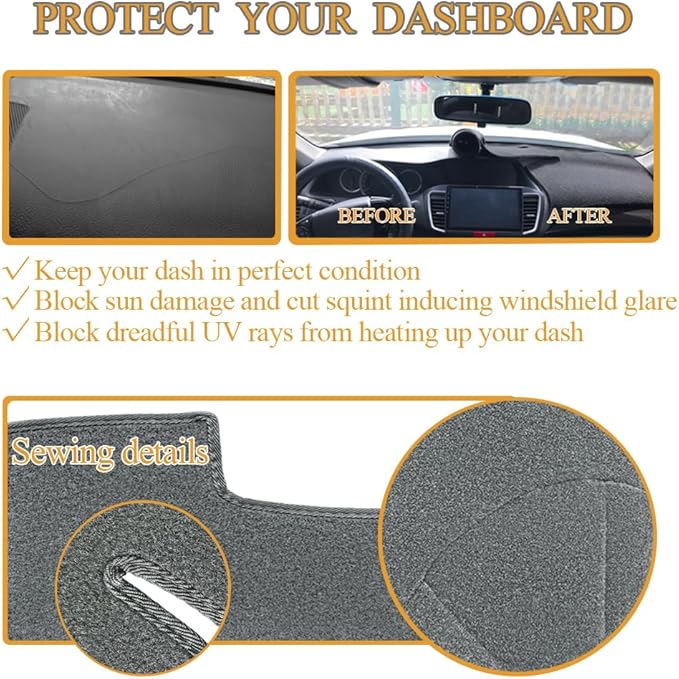Yiz Dash Cover Mat for Ford Mustang Dashboard Pad Carpet (Dark Gray) J136