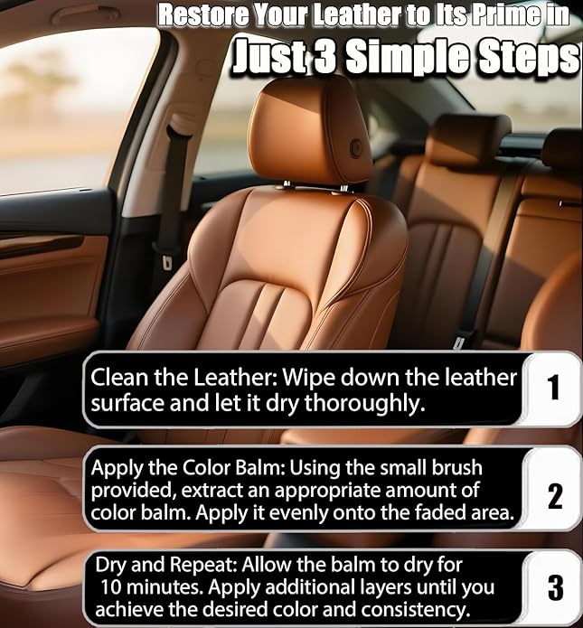 Leather Recoloring Balm, Leather & Vinyl Color Restorer Conditioner – Repairs Faded & Scratched Leather Color