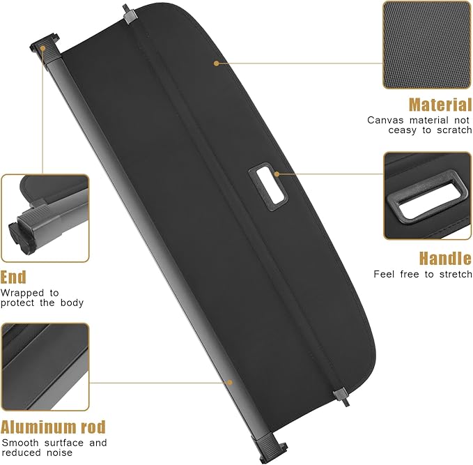 Cargo Cover Retractable Fit for Audi Q5 SQ5 2018-2024（not fit Sportback Retractable Trunk Rear Security Cover Shielding Shade Trunk Cover