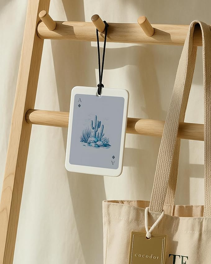 Boho Blue Western Car Air Freshener 4 Pcs, Preppy Cowgirl Cow Skull Cactus Ace Card Hanging Air Freshener for Cars Closet Drawer Books, Cute Western Car Accessories Mirror Decor for Women