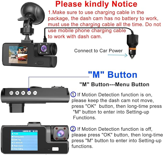 1080P Dual Dash Camera for Car Front and Inside Dashcam Car Security Video Recorder,170°Wide Angle Vehicle Cam,WDR,G-Sensor,2’’ IPS Screen,Loop Recording,Night Vision (Dual Dash Cam Without Card)