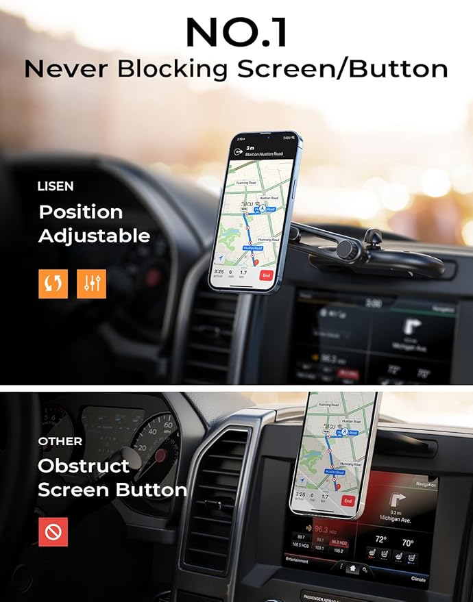 LISEN for MagSafe CD Phone Holder for Car Mount [Angle Adjustable] Magnetic Phone Holder for iPhone Magsafe Car Mount CD Slot Hands Free CD Player Phone Mount for iPhone 15 Pro Max Plus Galaxy Kits