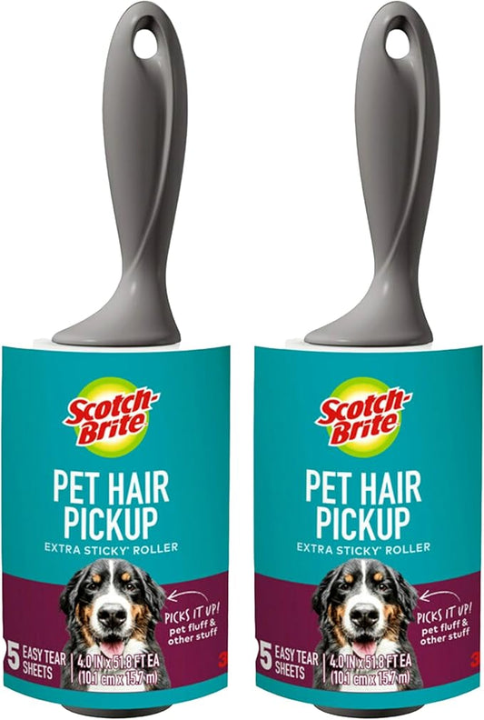 Scotch-Brite Lint Roller, 95 Sheets | Extra Sticky | Pet Hair | Pack of 2