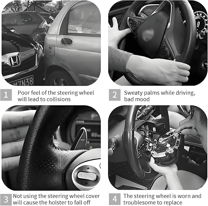 Steering Wheel Covers for Car, Truck, and SUV, Cute Non-Slip Breathable Elastic Steering Wheel, Car Accessories, Universal 15 Inch Leather Cover for Men Women Brown Leopard