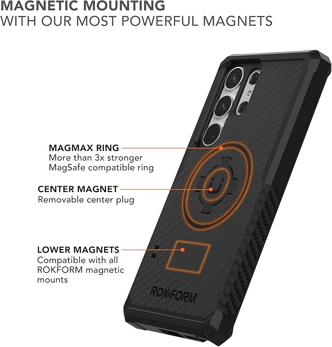 Rokform - Galaxy S23 Ultra Case, Rugged Series, Samsung Protective Cover with RokLock Twist Lock, Drop Tested Military Grade Armor (Black)