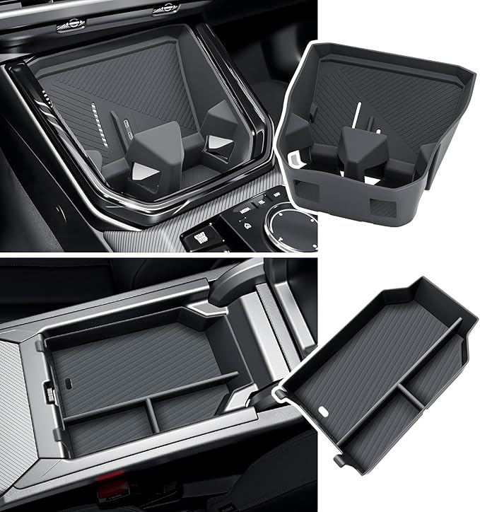 BIBIBO 2Packs 2025 2026 X3 G45 Center Console Organizer for 2025 2026 BMW X3 G45 (30 xDrive/M50 xDrive) Central Trays+ Insert Cup Holder Organizer 2026 BMW X3 G45 Accessories