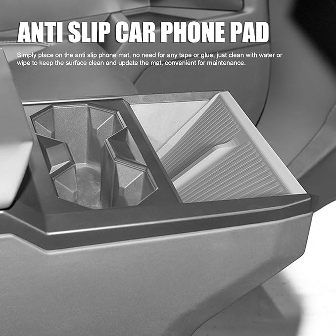 Wire Less Charging Silicone Mat, Center Console Wire Less Charging Mat Easy to Clean Anti Slip Phone Charging Silicone Pad Interior Accessories (Grey W240004613)