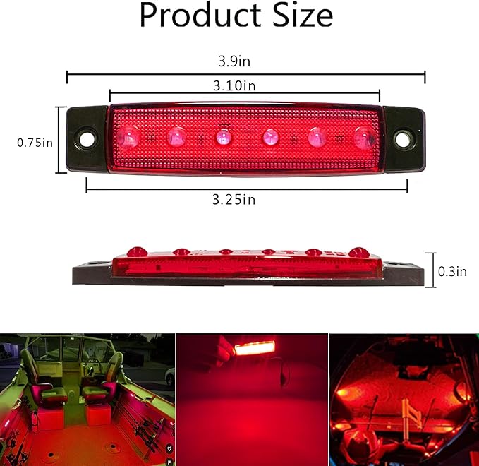 20 Pcs Rock Lights Red Strip Lights Wheel Fender Well Underglow Led Lights for Cars Exterior Side Marker for Truck Golf Cart Wrangler RV RV SUV Offroad