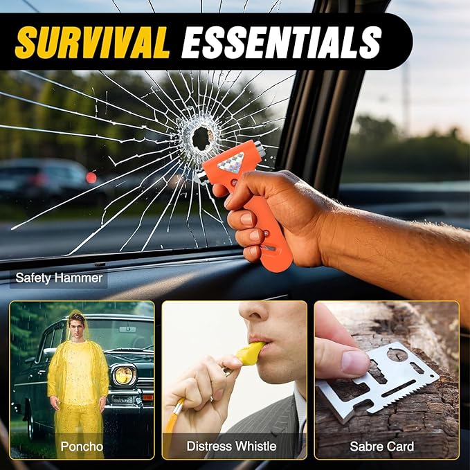 Nilight Car Emergency Kit with Jumper Cable Air Compressor Tire Repair Essential Tools First Aid Alligator Connector Electrical Kit for Travel Camping Outdoor Cars Truck SUV RV