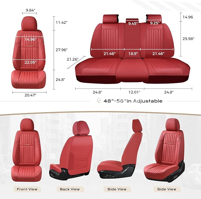 Coverado Car Seat Covers Front Seats, Seat Covers for Cars, Car Seat Protector, 2-Pack Car Seat Cushion Nappa Leather, Waterproof Seat Covers Carseat Cover Universal Fit for Most Cars Trucks(Red)