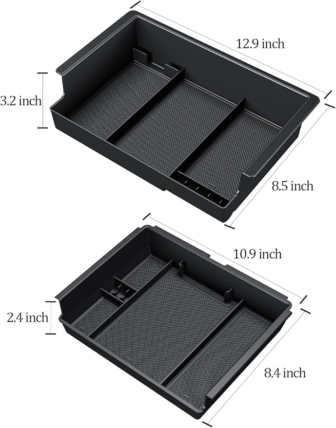 Sinvanho 2PCS Center Console Organizer Compatible with Chevy Silverado/GMC Sierra 2014-2018 1500/2500/3500HD Armrest Box Storage Tray, Truck Accessories, Full Console w/Bucket Seats Only