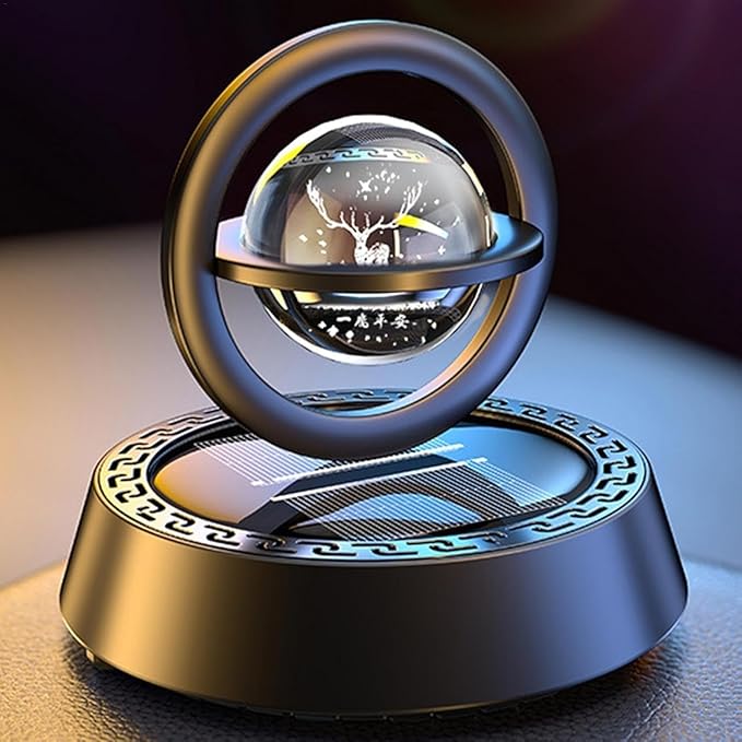 Luxury Solar Aromatherapy Car Air Freshener | Stylish Dashboard Rotating Perfume Diffuser | Plastic Solar-Powered Autorotation Decoration for Car Interior | Eco-Friendly Fragrance Diffuser