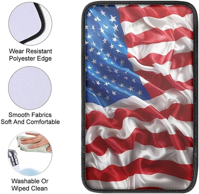 American Pattern Universal Center Console Armrest Soft Pad Protector Cover Non Slip Fits for Most Vehicle,SUV,Truck Car Christmas Decoration