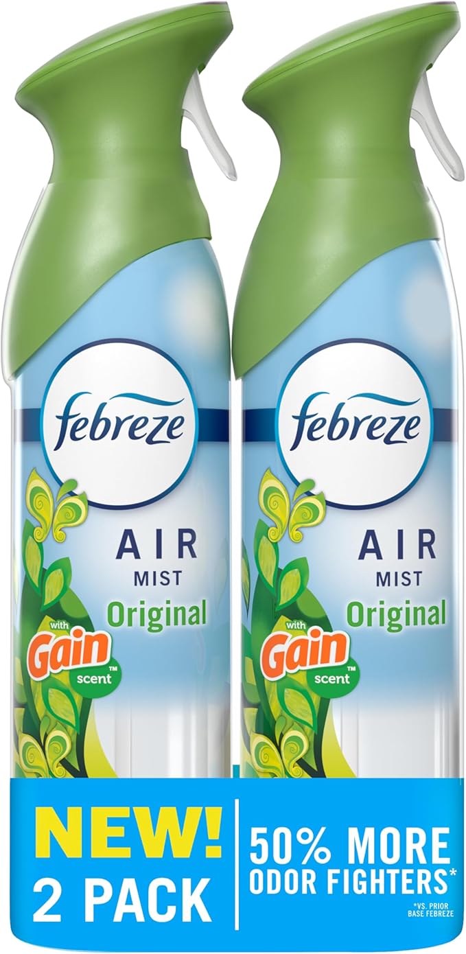 Febreze Air Mist, Air Freshener Spray, Odor Fighting Room Spray, Deodorizer for Home Bathroom Kitchen Office Apartment Dorm Room Classroom, Gain Original Scent, 8.1oz, (Pack of 2)