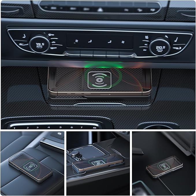 Wireless Charging Pad for Car for VW Tiguan L/Tiguan X 2017-2021 2022 2023-pr, 20W Fast Qi Car Ultra-Slim Wireless Charger Mat Non-Slip Silicone Dashboard Charging Pad,Type-c