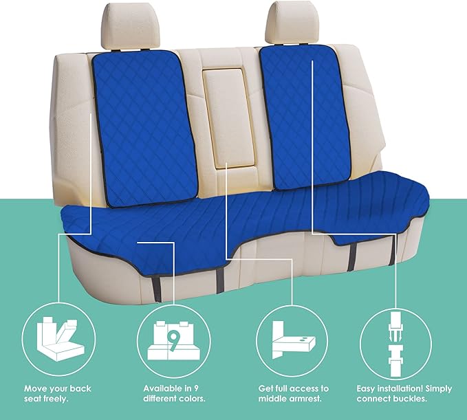 FH Group Car Seat Cushion Neosupreme Automotive Seat Cushions - Universal Fit, Rear Car Seat Cushion, Car Seat Cushions With Non-slip Silicone Backing for SUV, Sedan, Van Rear Set Blue