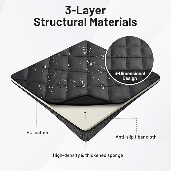Autorder Center Console Cover for 2024 2025 2026 Toyota Tacoma Accessories Armrest Cover Anti-Scratch Middle Console Pad Leather Armrest Cushion Protector Black