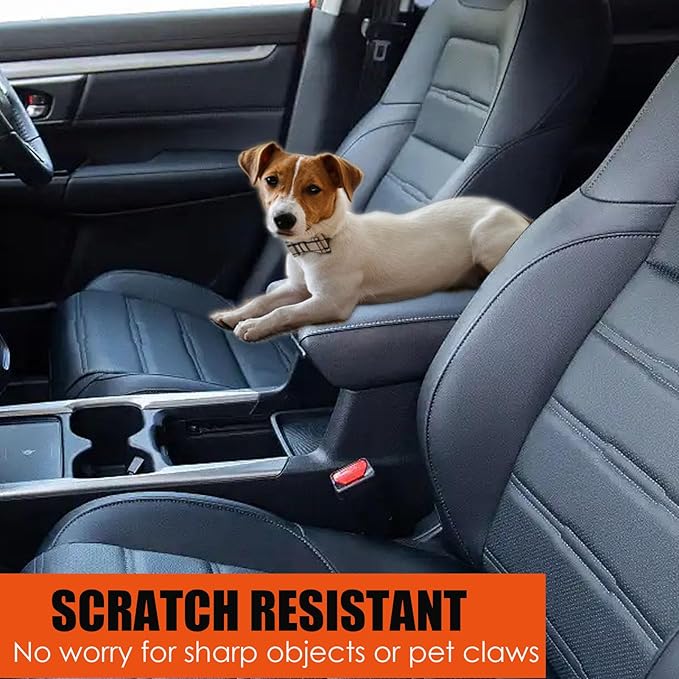 for Honda CRV 2017-2022 Center Console Cover - Vegan Leather Extra Soft Armrest Protector for Honda CR-V Interior Accessories 2017 2018 2019 2020 2021 2022（Black）