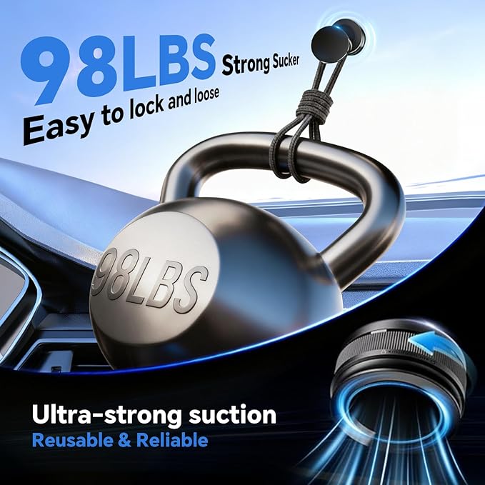 Magnetic Phone Holder for MagSafe, 360° Adjustable Car Phone Mount with 96+LBS Strongest Suction & 2800gf Strongest Magnetic for Dashboard/Gym/Mirror, Compatible with iPhone & Android