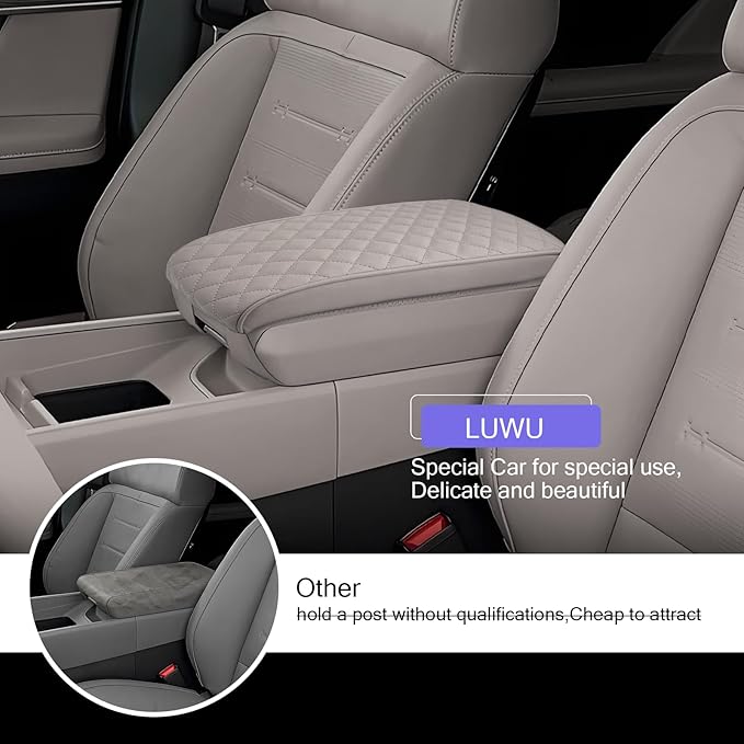 Center Console Cover Compatible with 2024 2025 2026 Hyundai Santa Fe Accessories Santa Fe Armrest Cover 2025 2026 Santa Fe SE/SEL/XRT/Limited/Calligraphy Armrest Console Cover Soft Leather(Thick Gray)