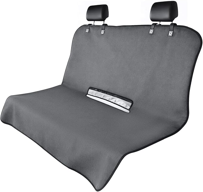 Universal Waterproof Terry Cloth Car Back Seat Cover - Heavy Duty Sweat Towel Rear Seat Protector for Post-Gym, Yoga, Beach, Pets & Kids - Machine Washable, Non-Slip Backing, Gray (55" x 29")