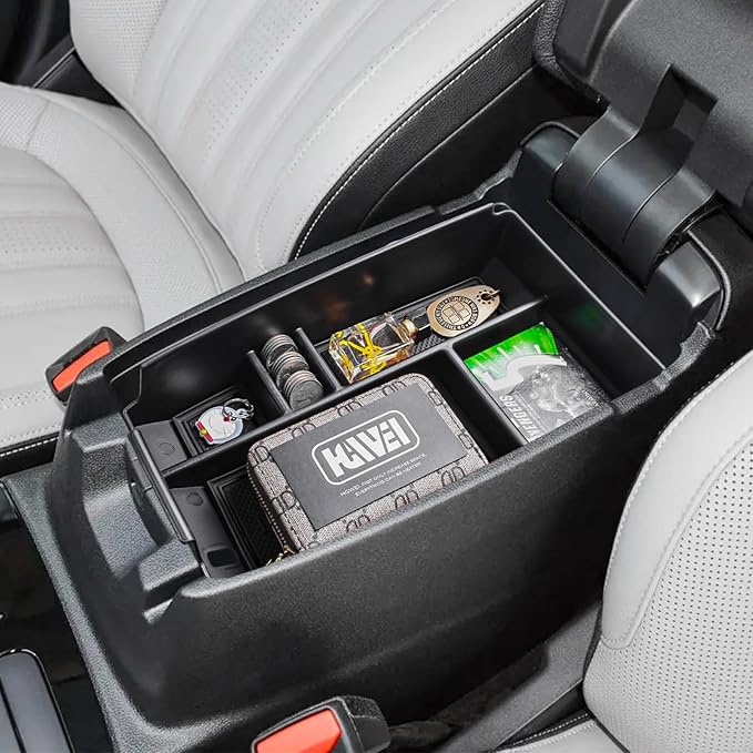 HGWEI Center Console Organizer Tray Compatible with Ford Escape 2020-2026/Bronco Sport 2021-2026 Accessories, Insert Container ABS Secondary Armrest Storage Box (Not for U725 2-Door), Black