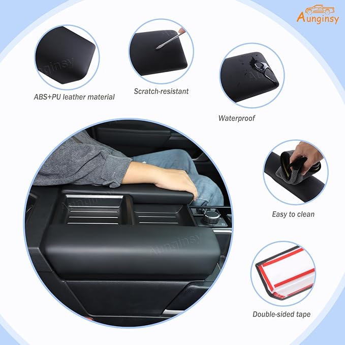 Upgrade Center Console Armrest Protector Cover Compatible with Toyota Tundra 2022+ & Sequoia 2023+, Central Control Armrest Seat Box Cover Cushion Lid Protector Pad Waterproof Anti-Scratch Accessories
