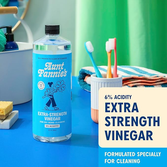 Aunt Fannie's Extra Strength Cleaning Vinegar, Multipurpose Household Cleaner, No Added Scents, Dyes, or Other Additives, 32 oz, Pack of 6