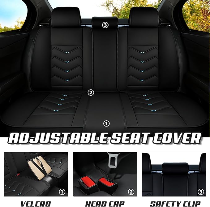 Car Seat Covers for Lexus ES 350 2007-2026, Premium Nappa Leather Car Seat Cover, Stylish Sport Seat Covers， Automobile Seat Cover Sets.(Standard 2 Seats/Black Blue)