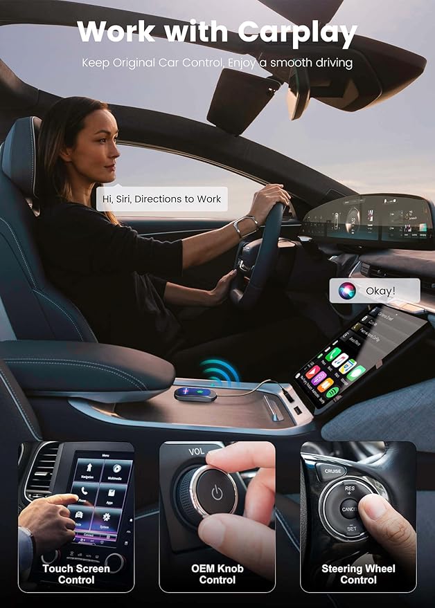 Upgraded Android Auto Wireless Adapter for Cars 2017+, 2 in 1 Wireless Carplay Adapter for iPhone,Compatible with iOS 10+/Android 11+, Plug & Play,Near-Zero Latency